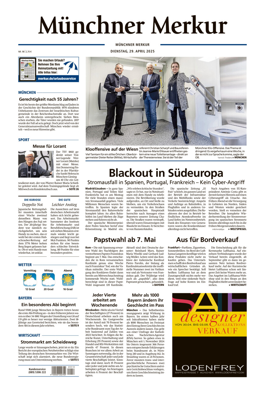 Münchner Merkur - Stadt vom Dienstag, 29.04.2025