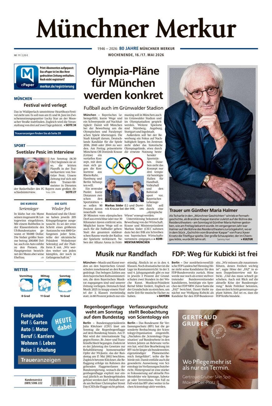 Münchner Merkur - Stadt vom Samstag, 16.05.2026