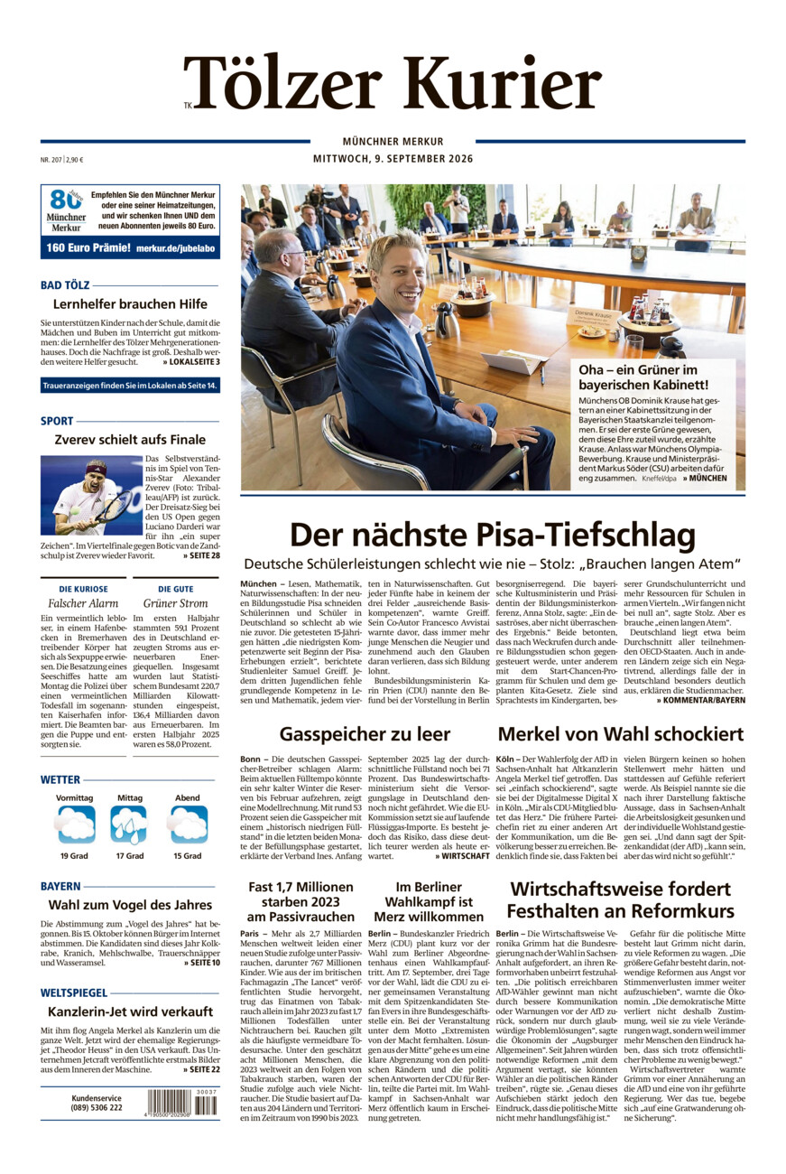 Tölzer Kurier (TK) vom Mittwoch, 09.09.2026