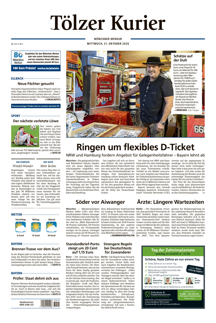 Tölzer Kurier (TK) vom Mittwoch, 21.10.2026