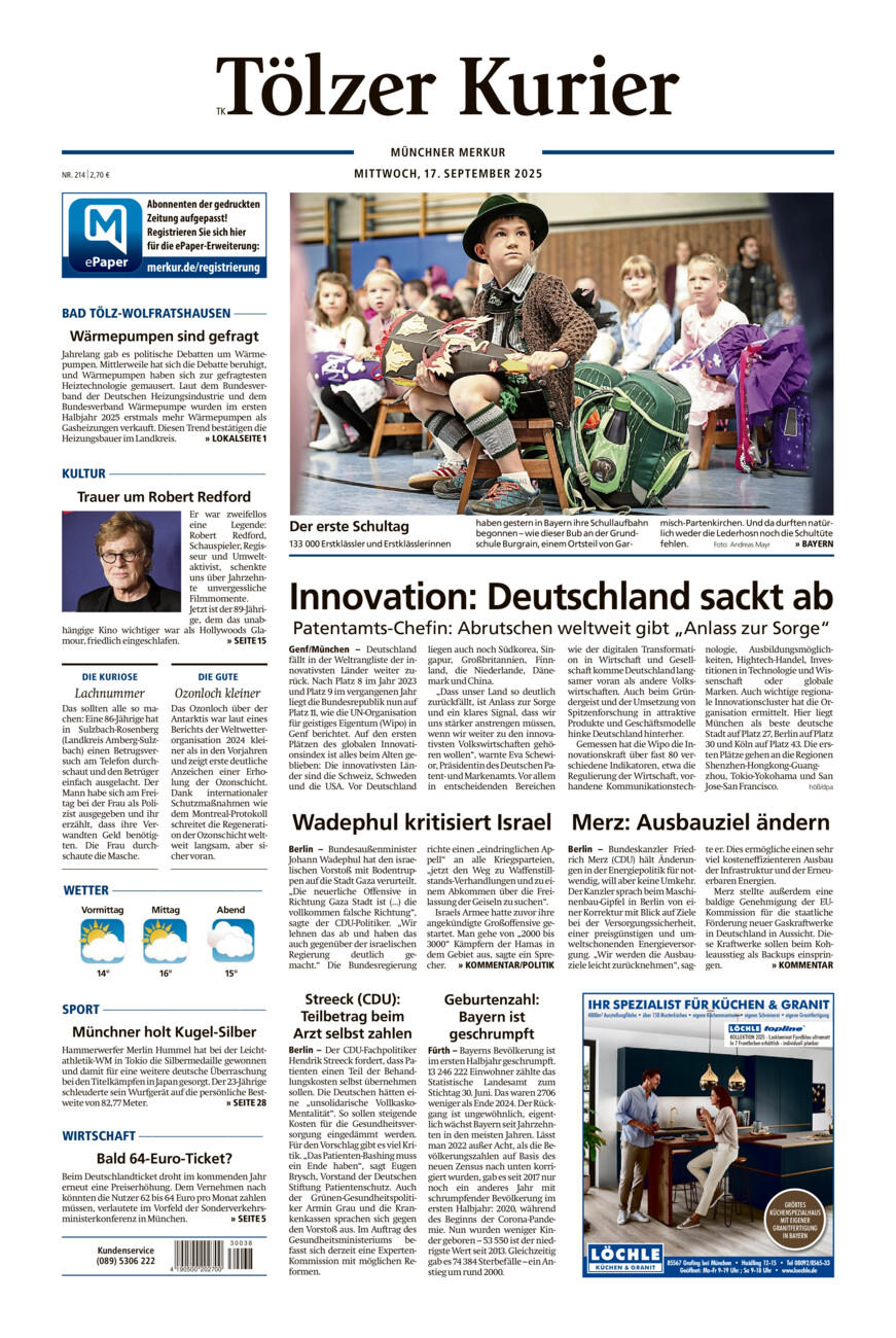 Tölzer Kurier (TK) vom Mittwoch, 17.09.2025