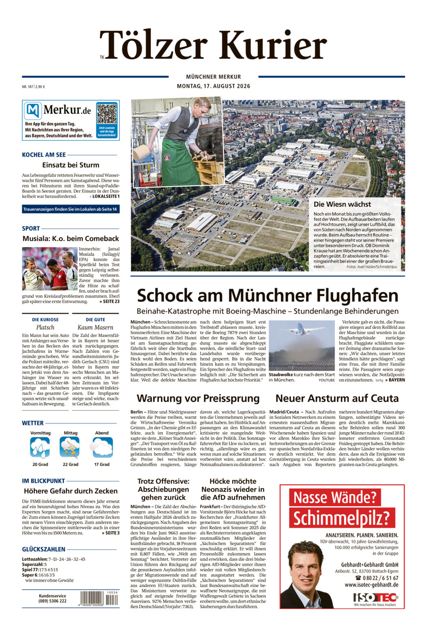 Tölzer Kurier (TK) vom Montag, 17.08.2026