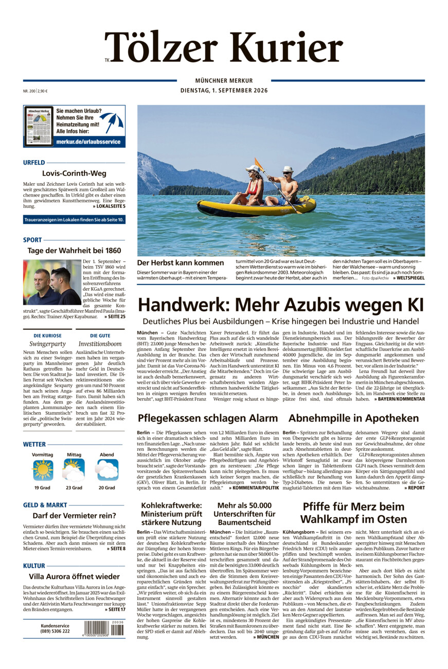 Tölzer Kurier (TK) vom Dienstag, 01.09.2026