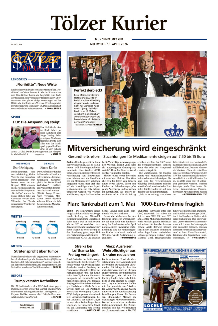 Tölzer Kurier (TK) vom Mittwoch, 15.04.2026