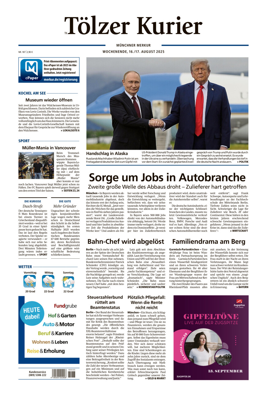 Tölzer Kurier (TK) vom Samstag, 16.08.2025