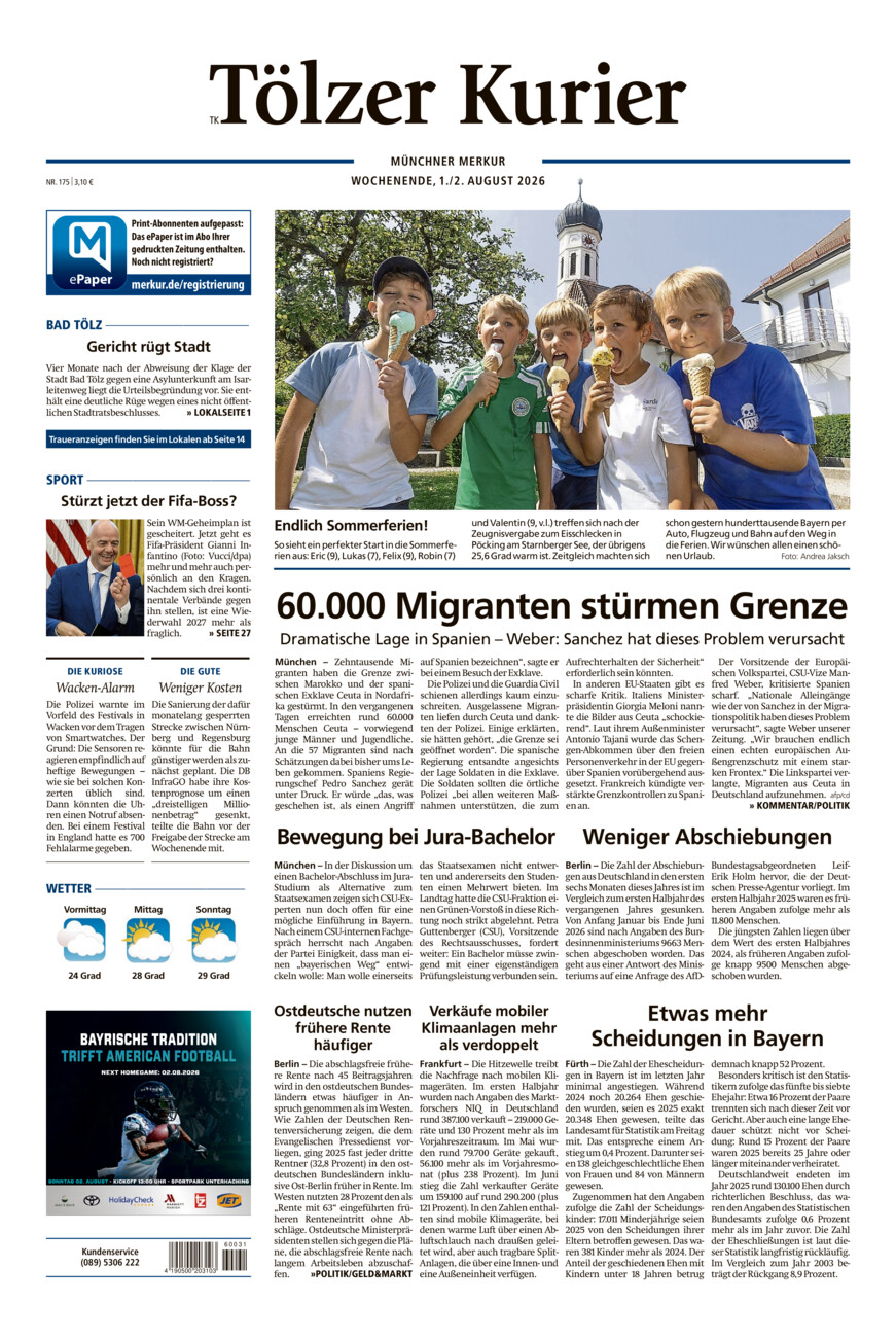 Tölzer Kurier (TK) vom Samstag, 01.08.2026