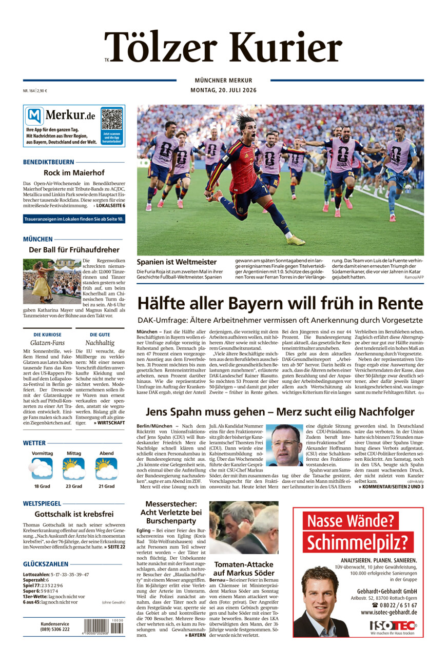 Tölzer Kurier (TK) vom Montag, 20.07.2026