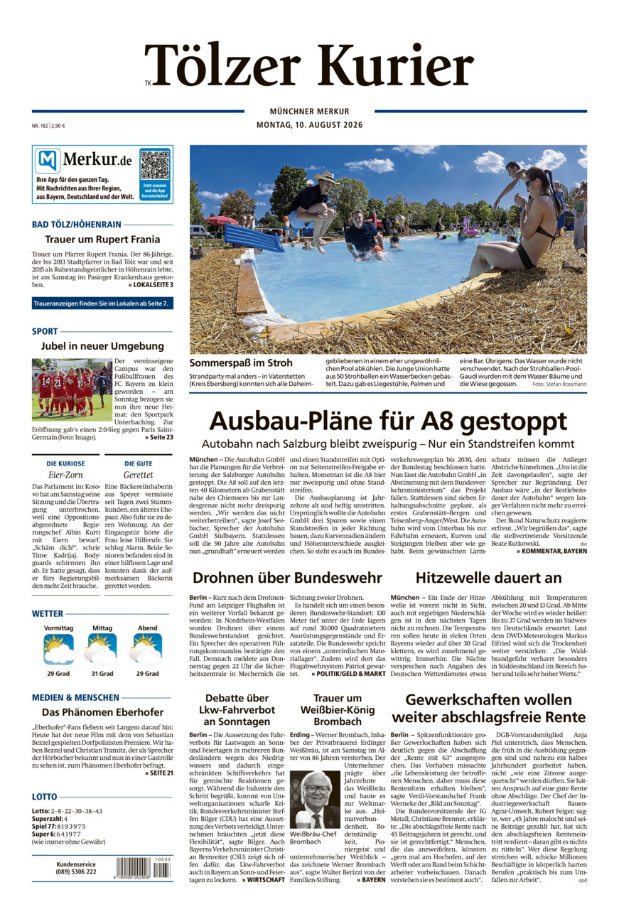 Tölzer Kurier (TK) vom Montag, 10.08.2026