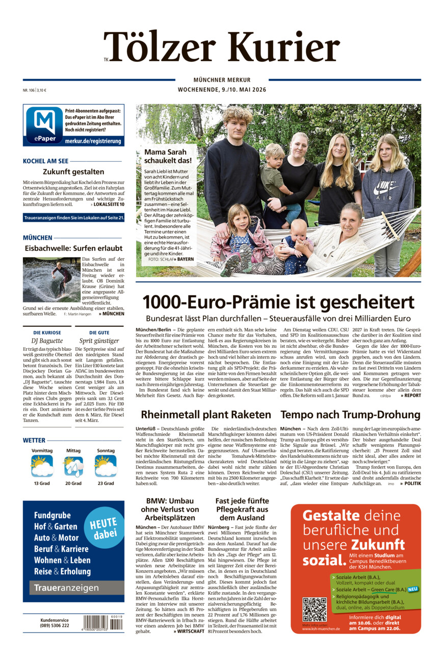Tölzer Kurier (TK) vom Samstag, 09.05.2026