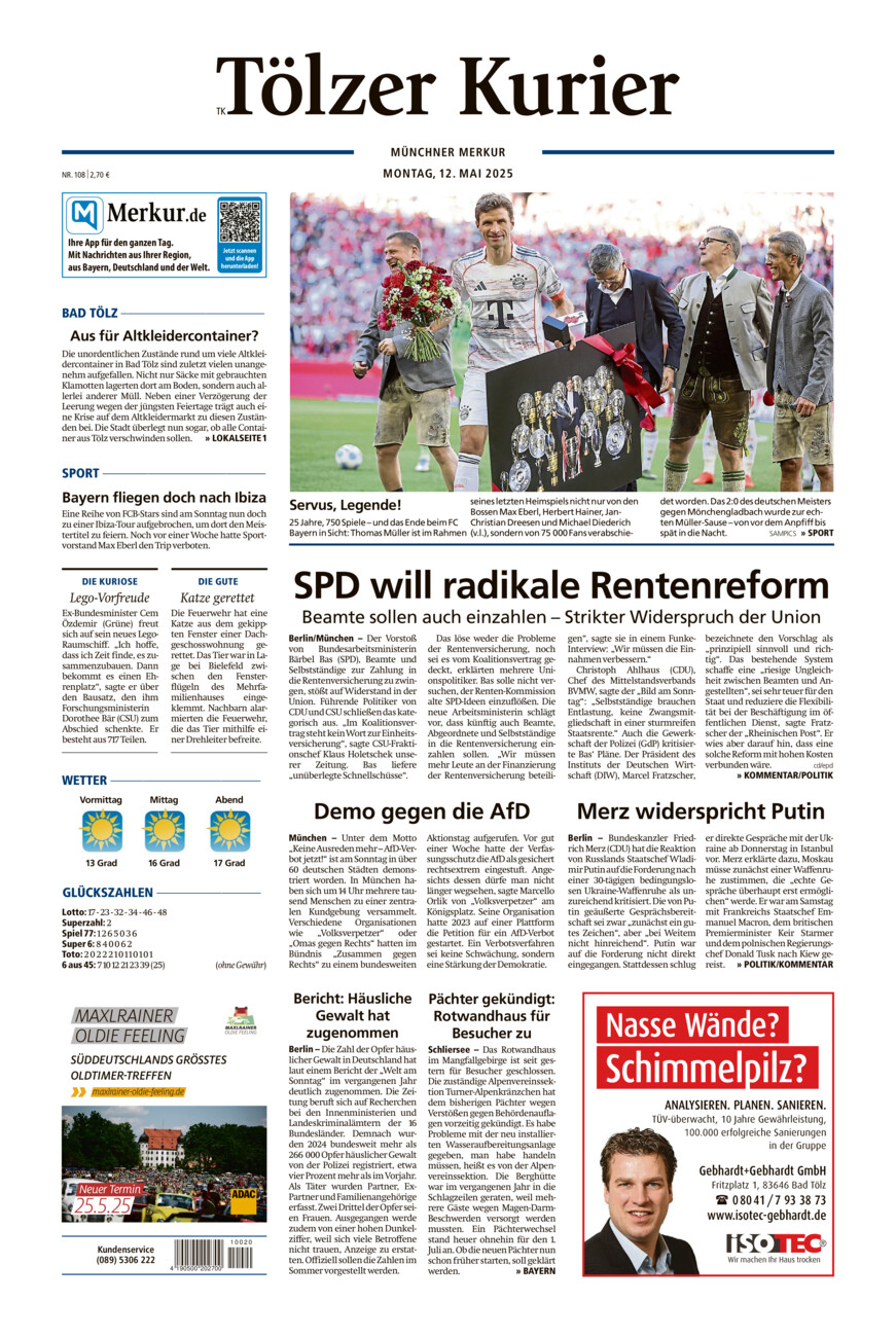 Tölzer Kurier (TK) vom Montag, 12.05.2025