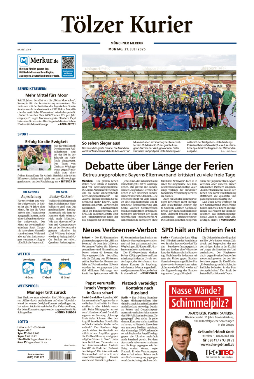 Tölzer Kurier (TK) vom Montag, 21.07.2025