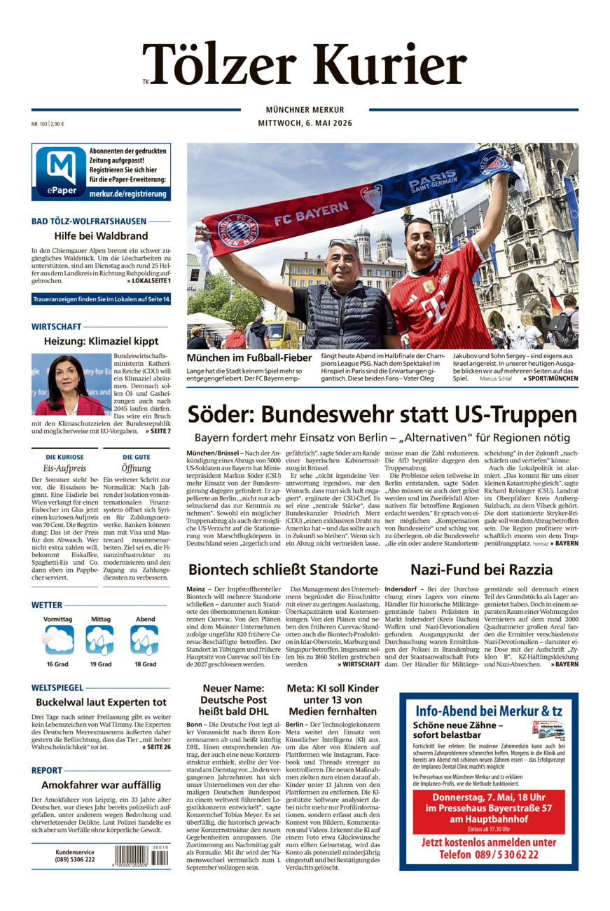 Tölzer Kurier (TK) vom Mittwoch, 06.05.2026