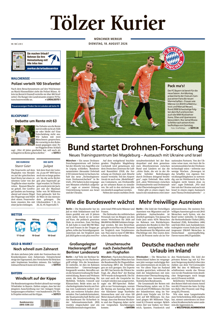 Tölzer Kurier (TK) vom Dienstag, 18.08.2026