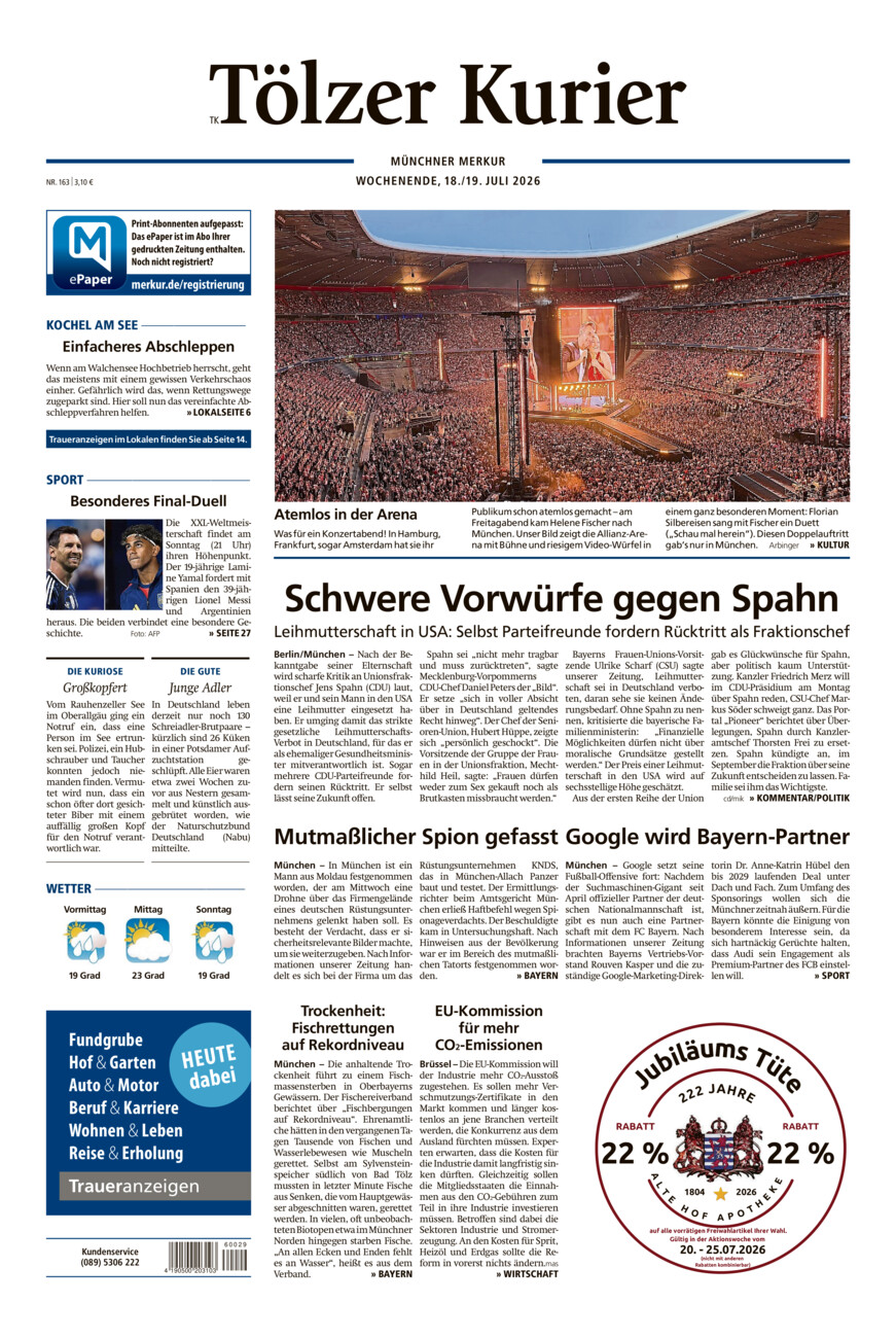 Tölzer Kurier (TK) vom Samstag, 18.07.2026
