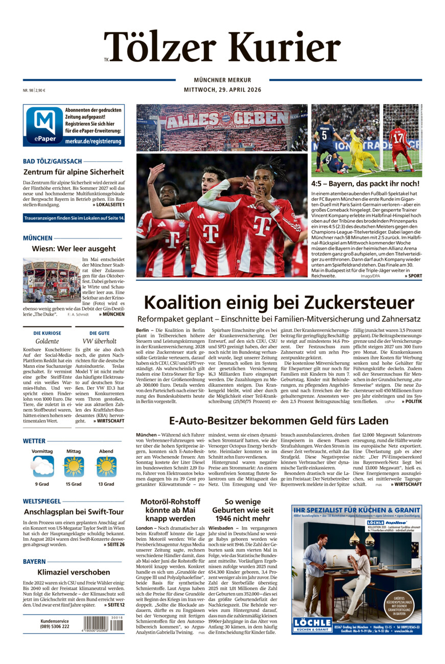 Tölzer Kurier (TK) vom Mittwoch, 29.04.2026