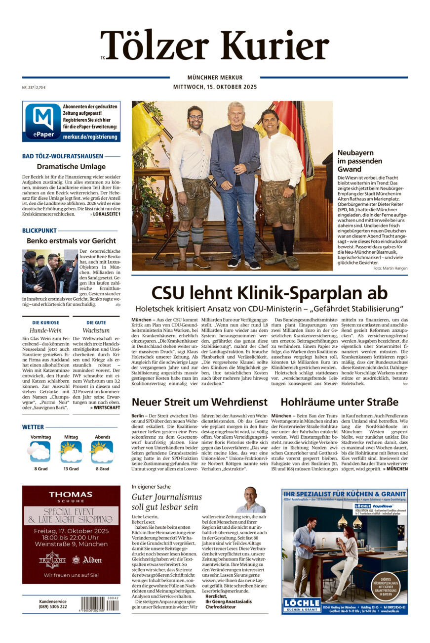 Tölzer Kurier (TK) vom Mittwoch, 15.10.2025