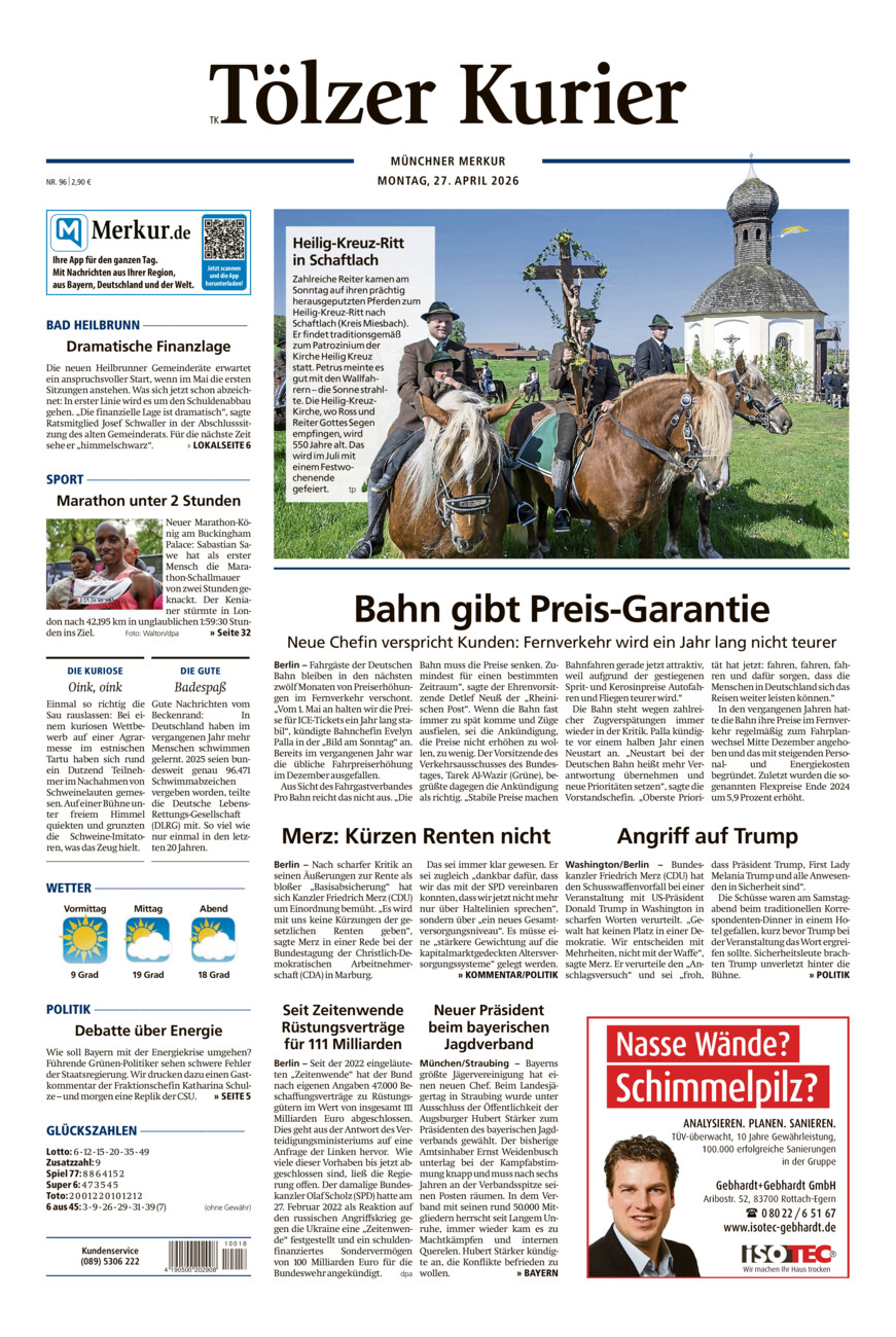 Tölzer Kurier (TK) vom Montag, 27.04.2026