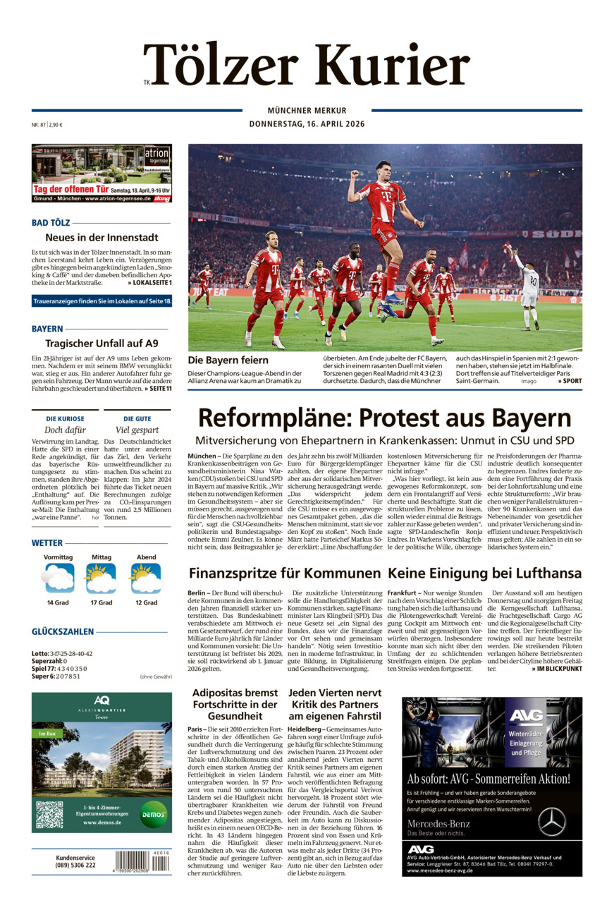 Tölzer Kurier (TK) vom Donnerstag, 16.04.2026