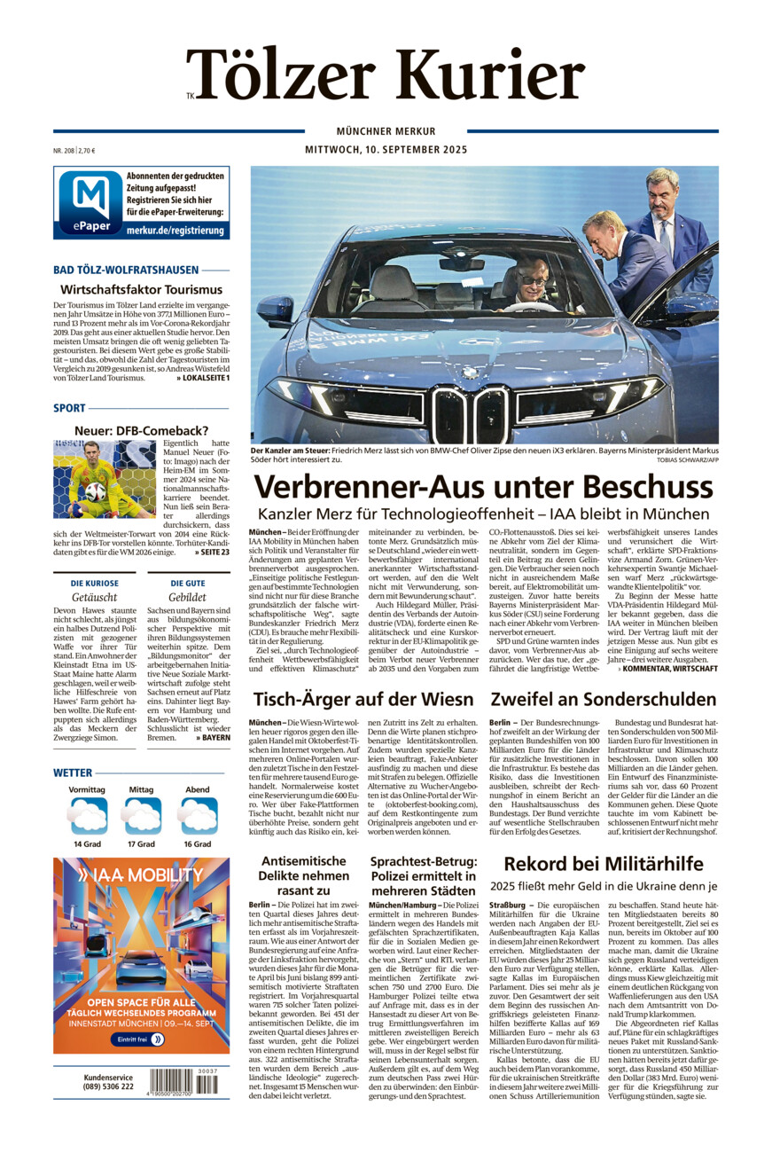 Tölzer Kurier (TK) vom Mittwoch, 10.09.2025