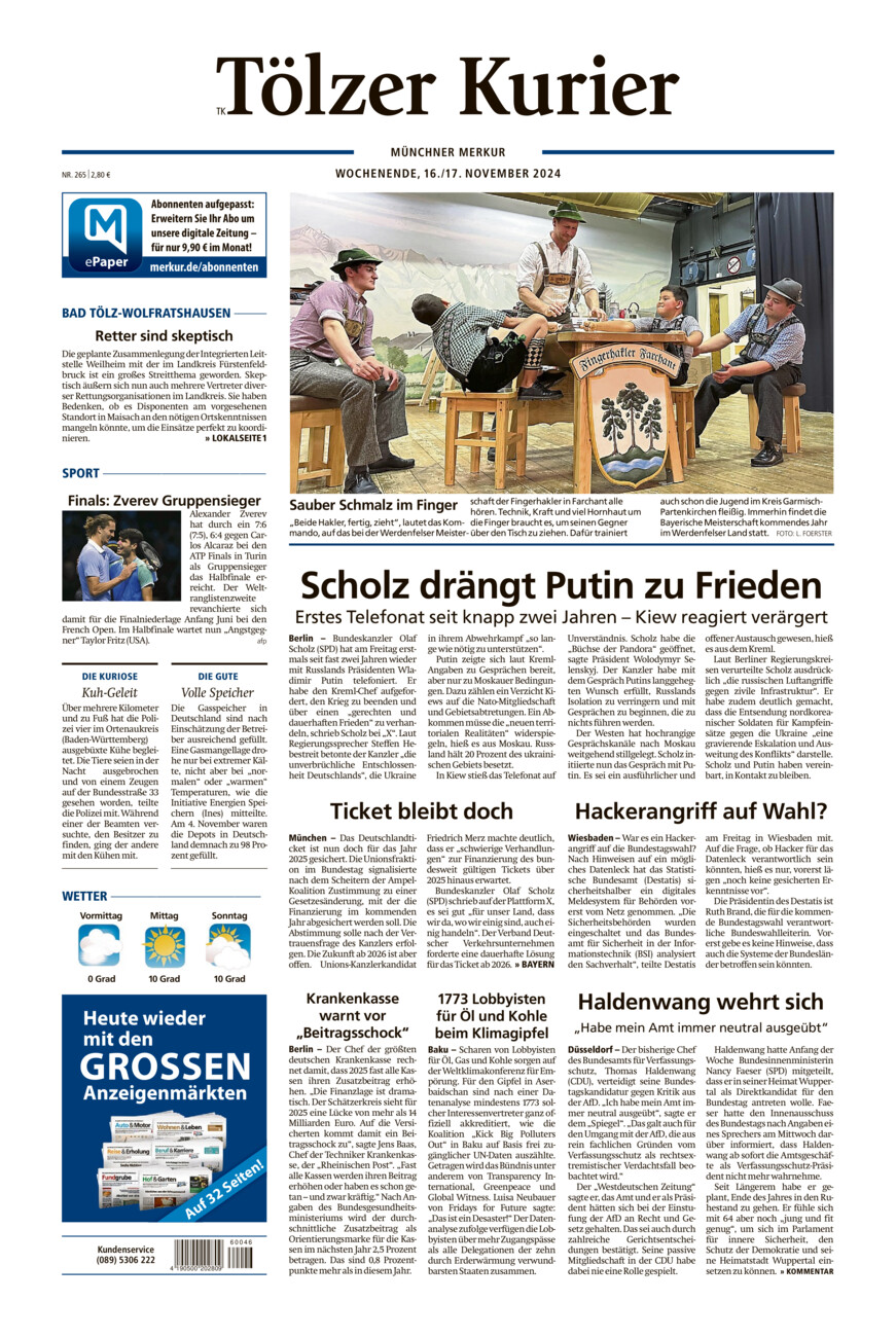 Tölzer Kurier (TK) vom Samstag, 16.11.2024