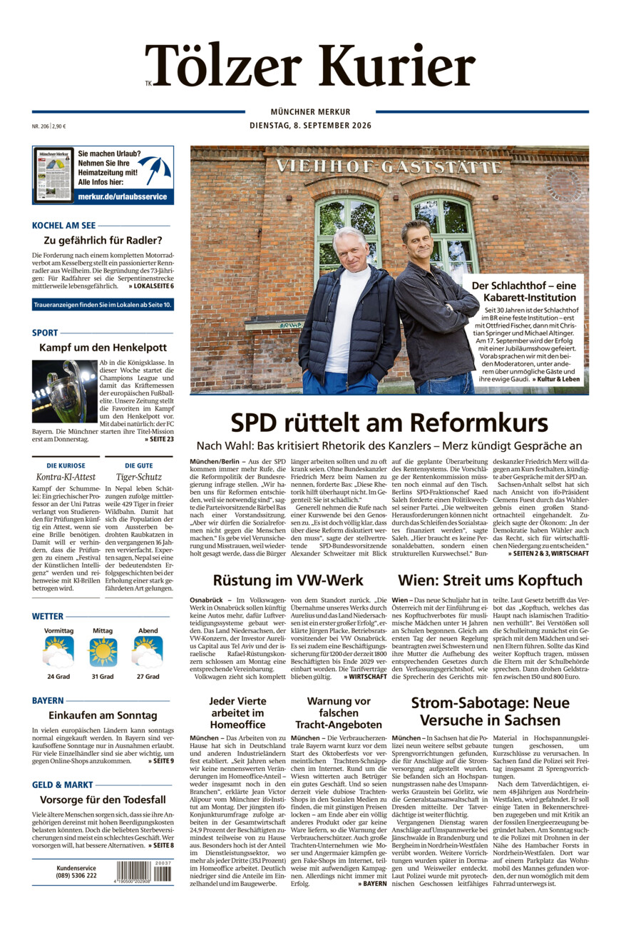 Tölzer Kurier (TK) vom Dienstag, 08.09.2026