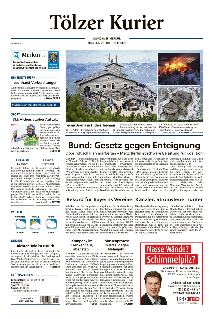 Tölzer Kurier (TK) vom Montag, 26.10.2026