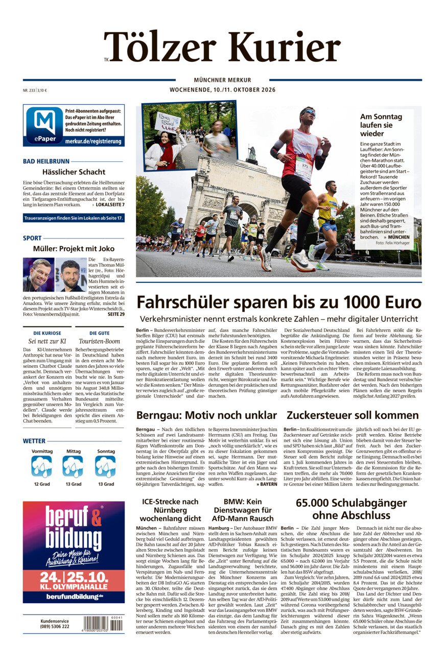 Tölzer Kurier (TK) vom Samstag, 10.10.2026