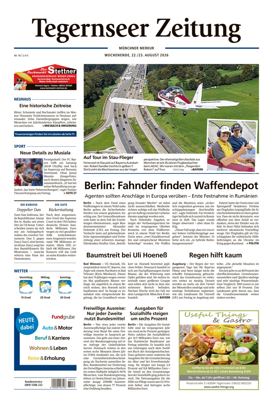 Tegernseer Zeitung vom Samstag, 22.08.2026
