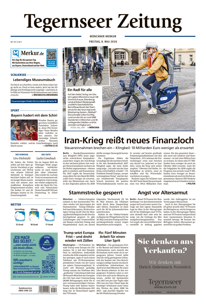 Tegernseer Zeitung vom Freitag, 08.05.2026