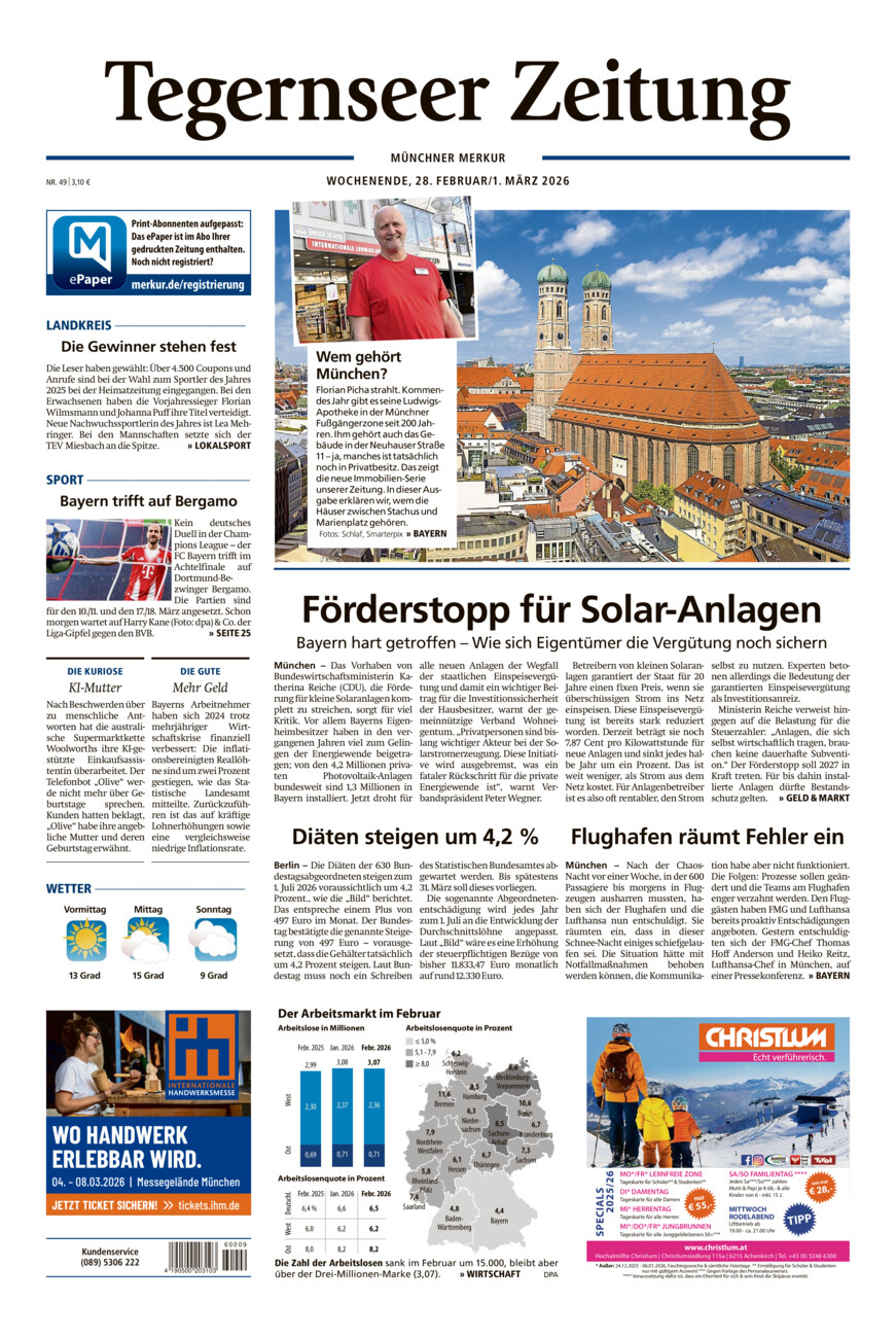 Tegernseer Zeitung vom Samstag, 28.02.2026