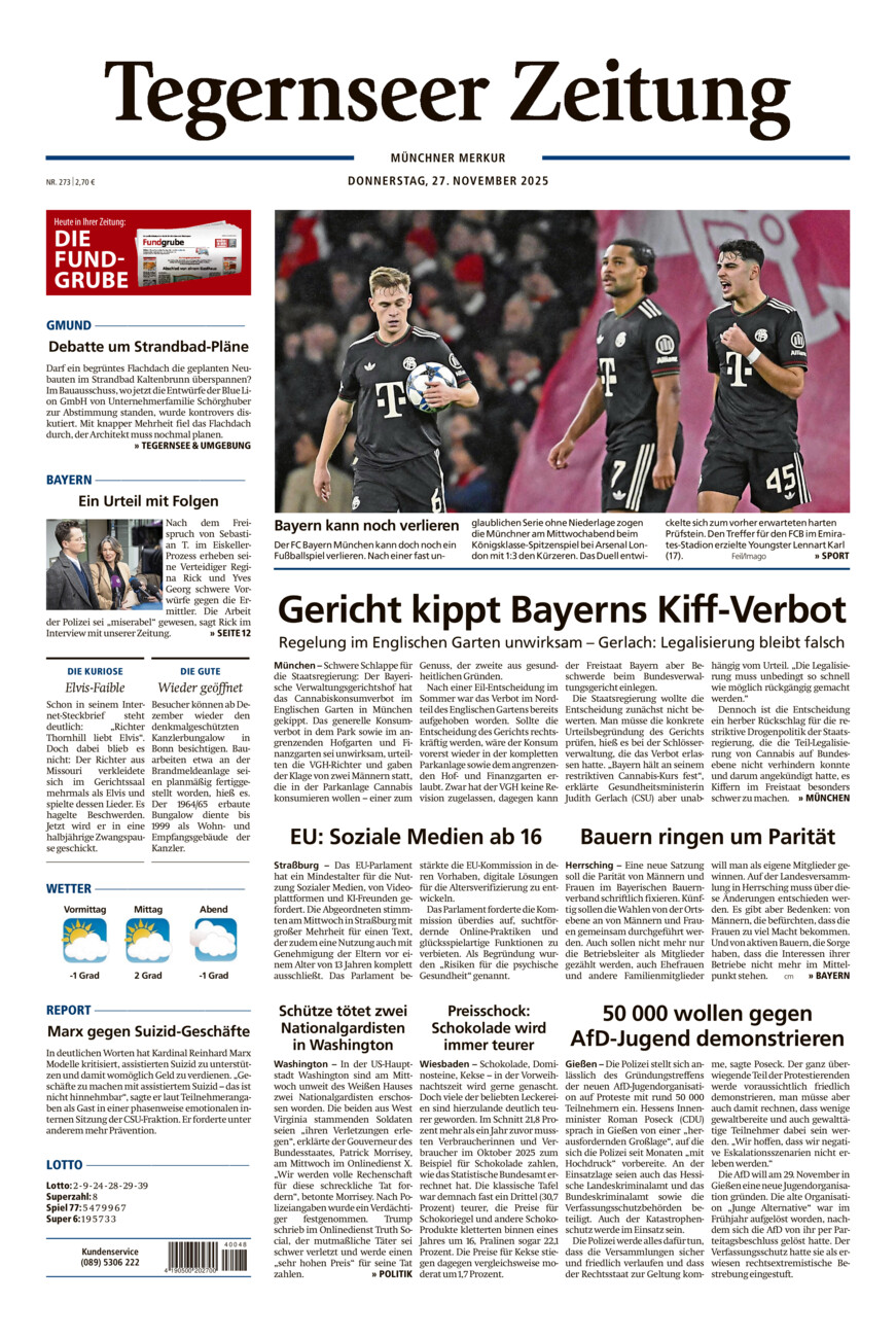 Tegernseer Zeitung vom Donnerstag, 27.11.2025
