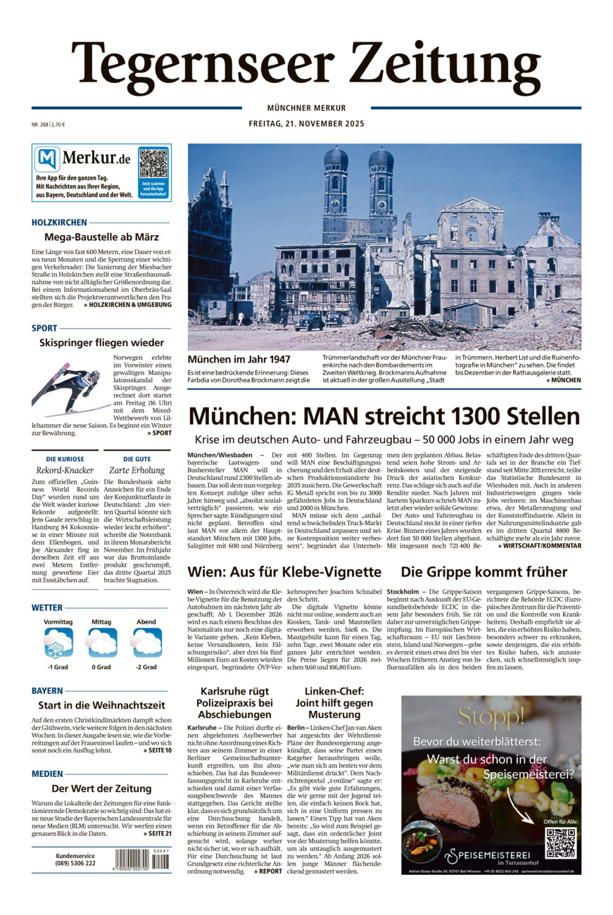 Tegernseer Zeitung vom Freitag, 21.11.2025