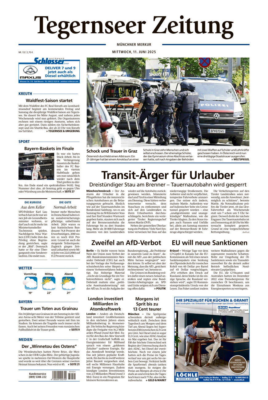 Tegernseer Zeitung vom Mittwoch, 11.06.2025