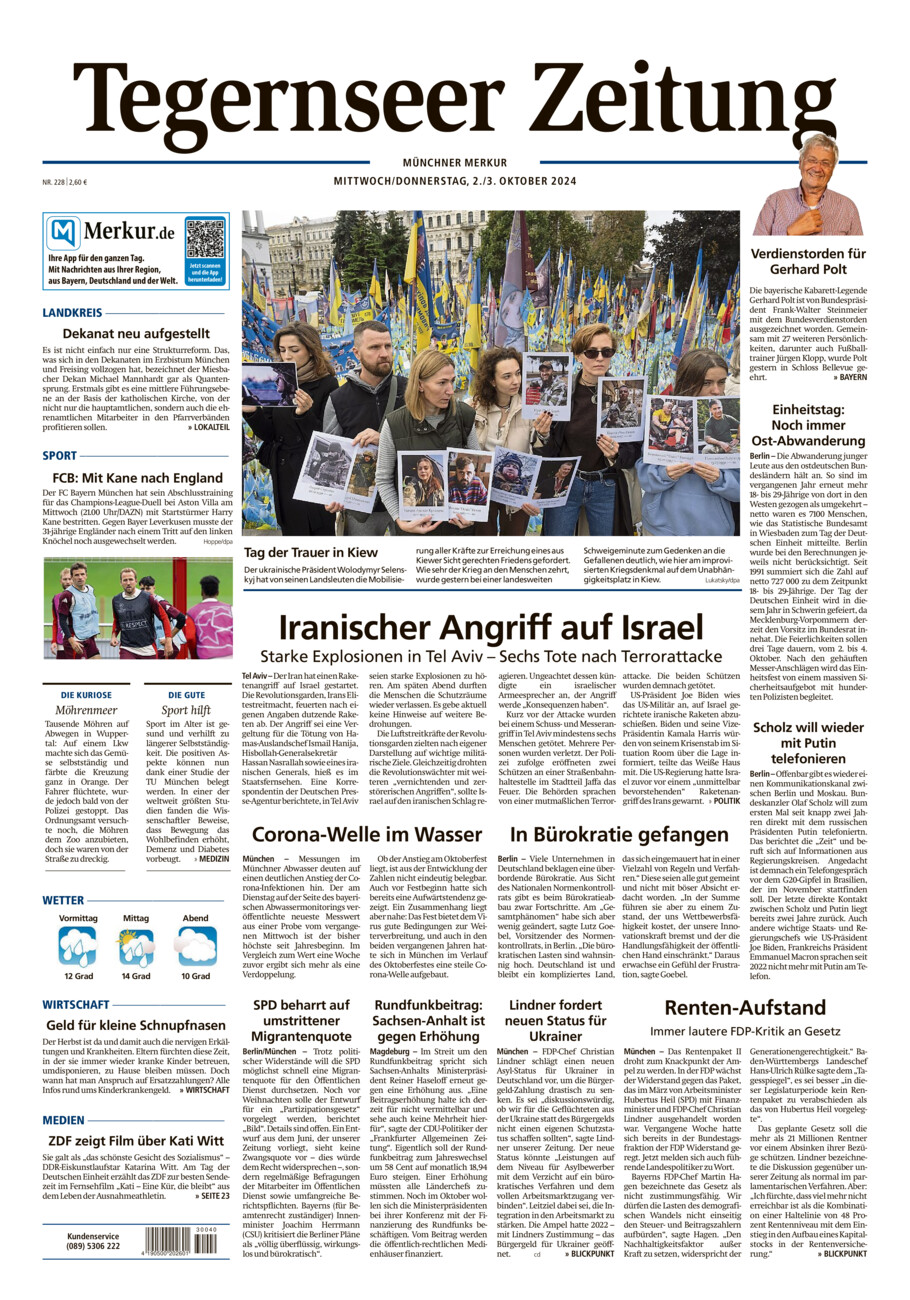 Tegernseer Zeitung vom Mittwoch, 02.10.2024