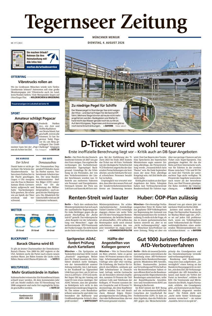 Tegernseer Zeitung vom Dienstag, 04.08.2026
