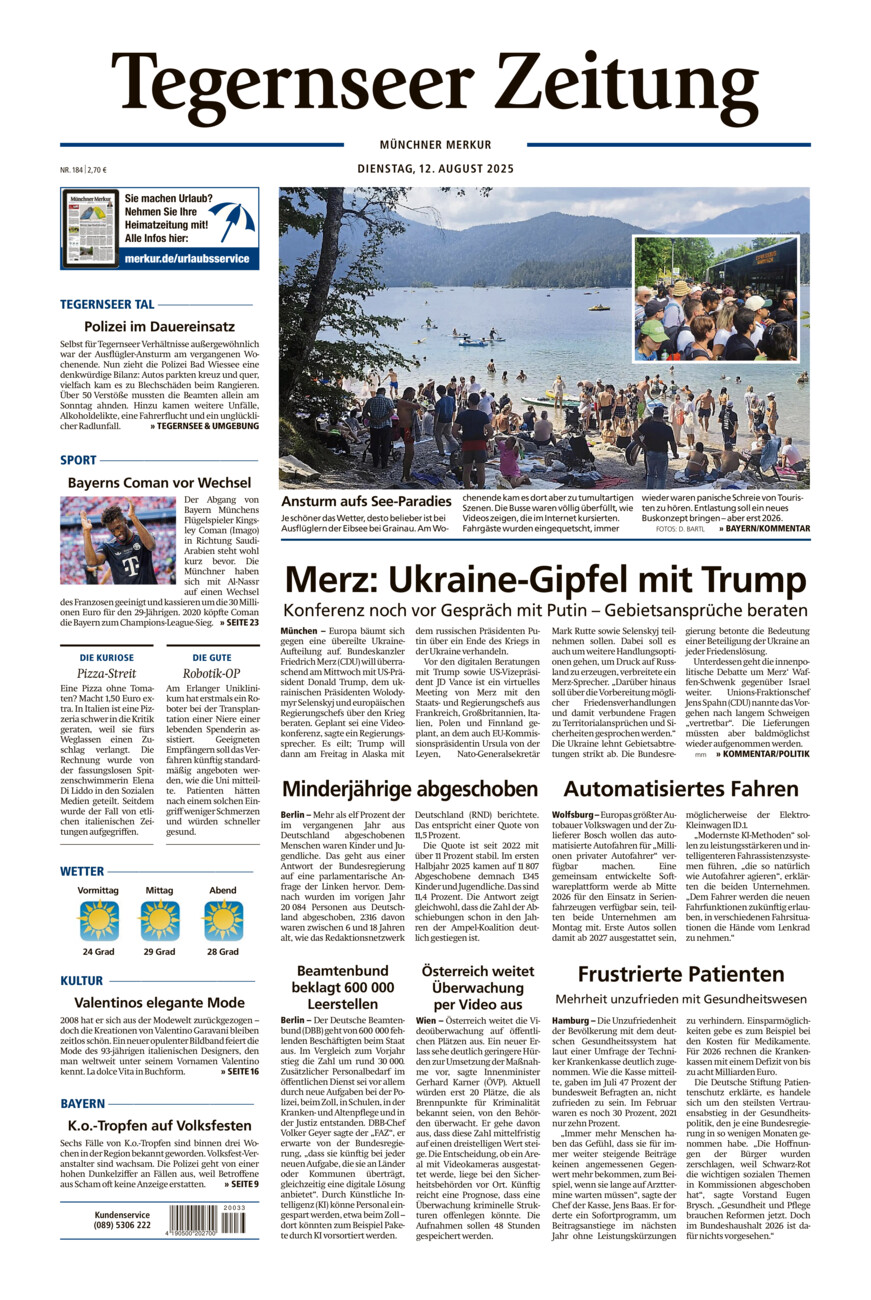 Tegernseer Zeitung vom Dienstag, 12.08.2025