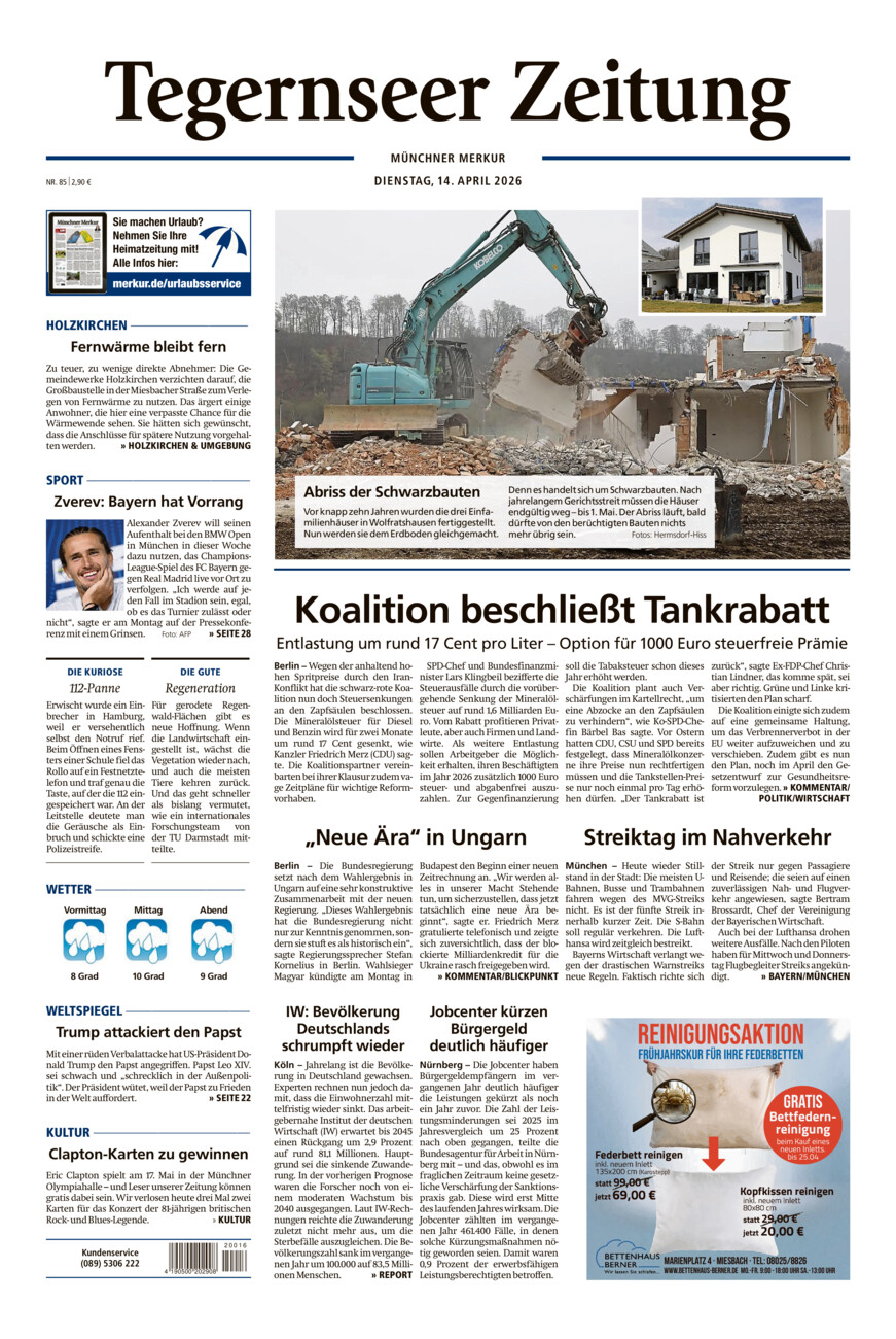 Tegernseer Zeitung vom Dienstag, 14.04.2026