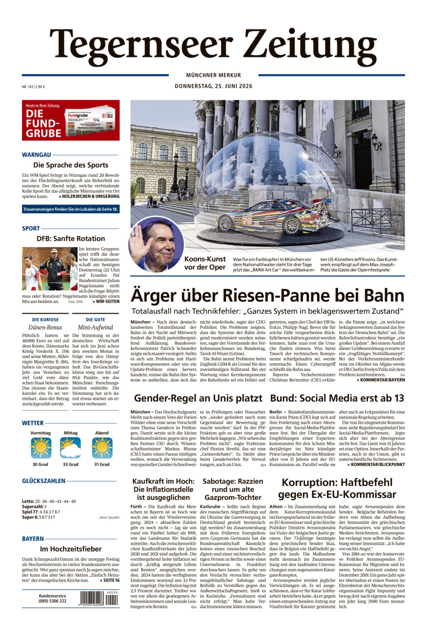 Tegernseer Zeitung vom Donnerstag, 25.06.2026