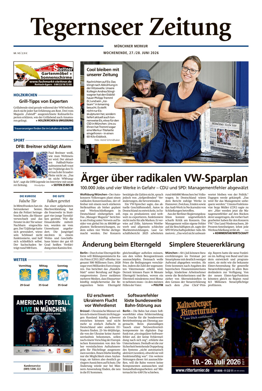 Tegernseer Zeitung vom Samstag, 27.06.2026