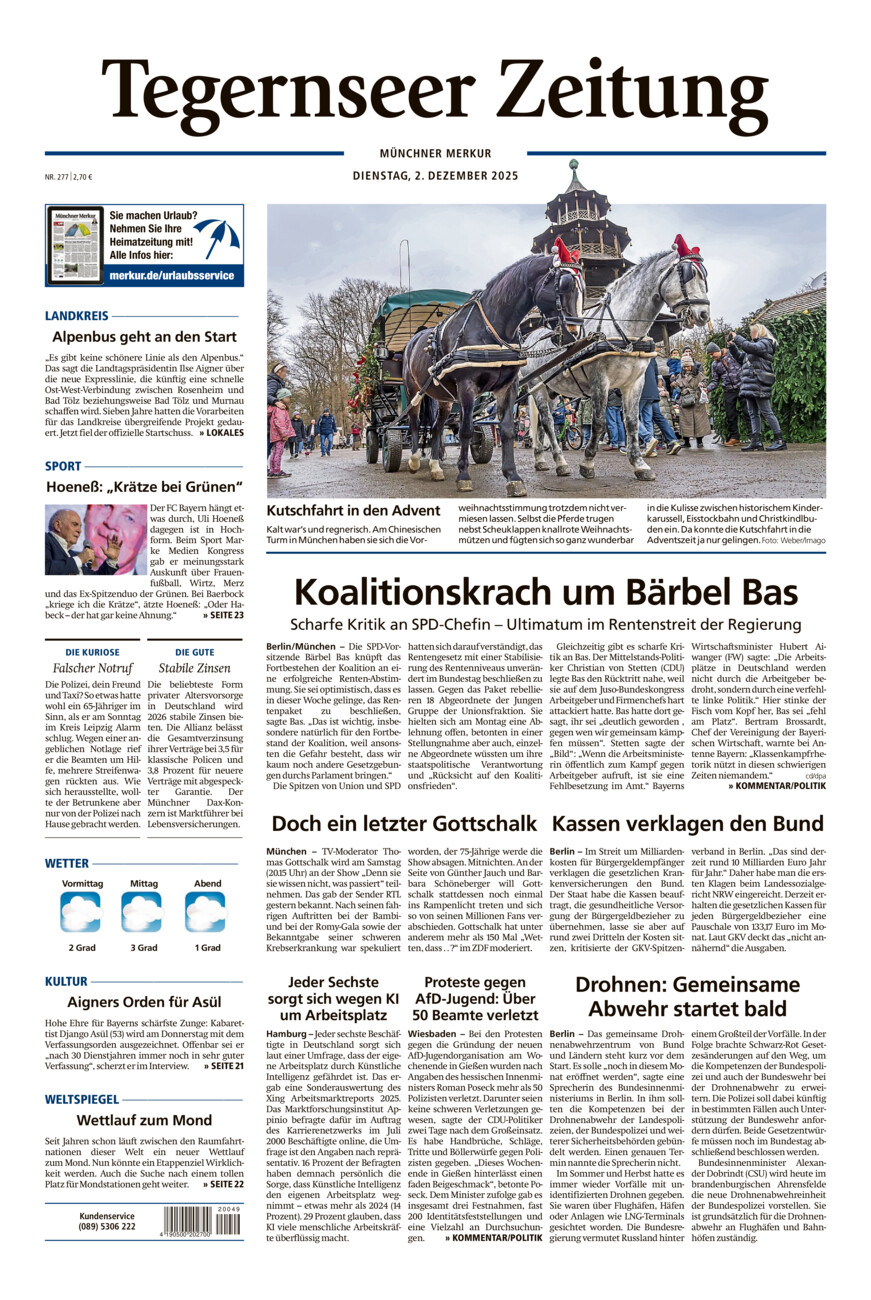 Tegernseer Zeitung vom Dienstag, 02.12.2025