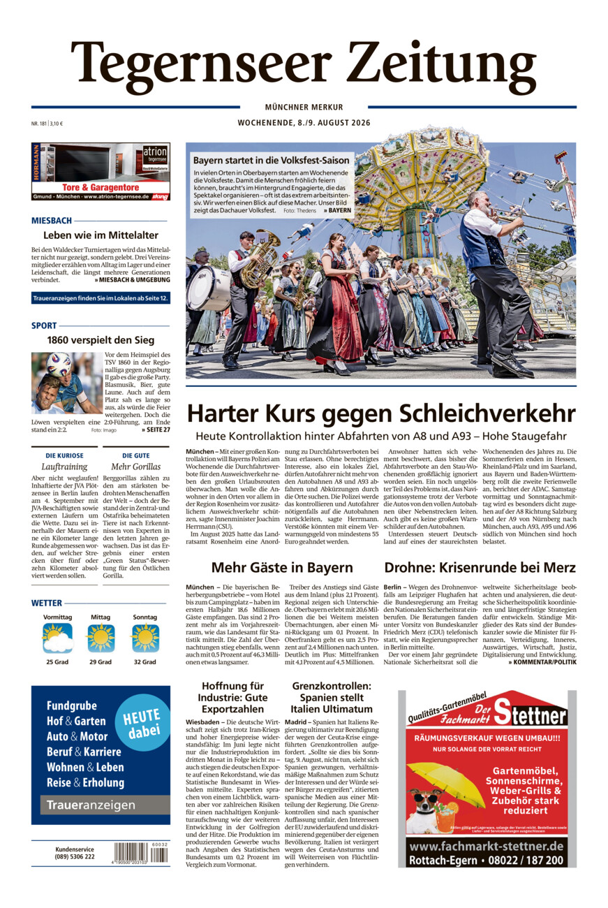 Tegernseer Zeitung vom Samstag, 08.08.2026