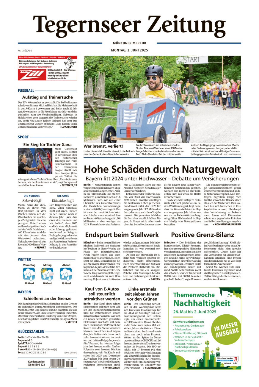 Tegernseer Zeitung vom Montag, 02.06.2025
