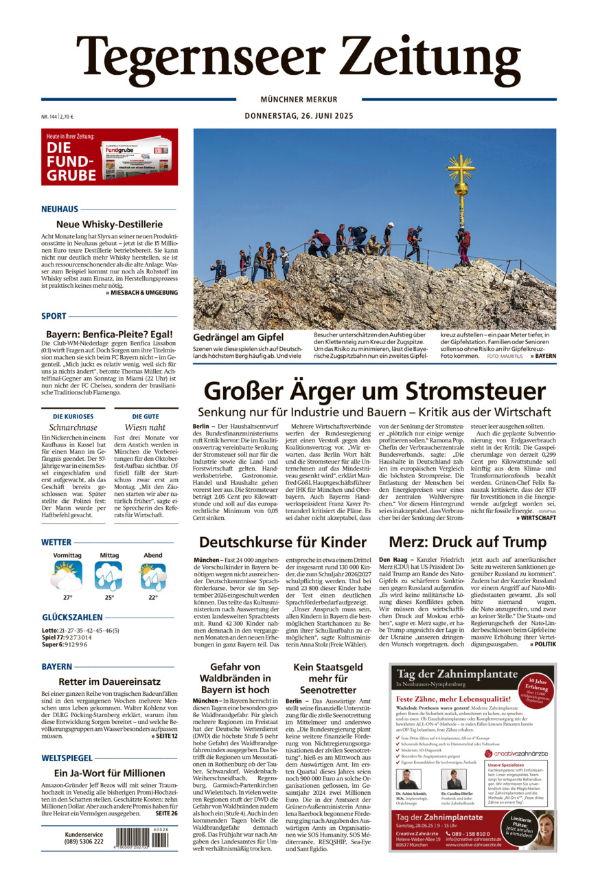 Tegernseer Zeitung vom Donnerstag, 26.06.2025