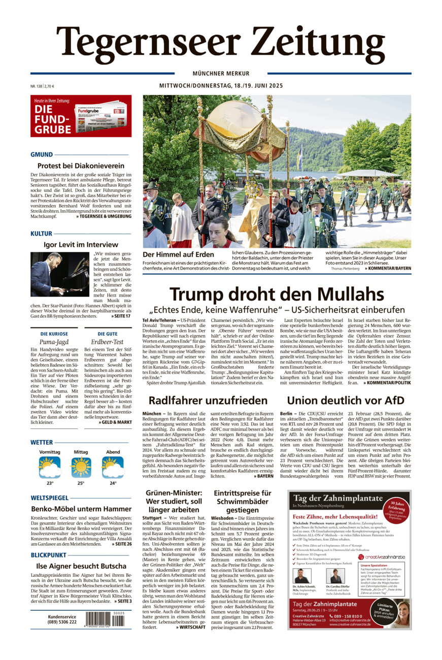 Tegernseer Zeitung vom Mittwoch, 18.06.2025