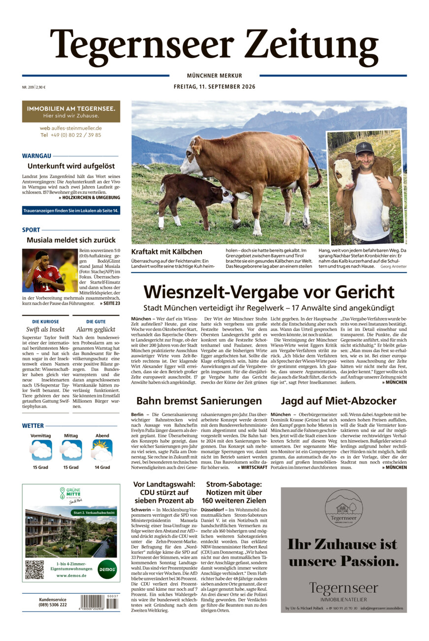 Tegernseer Zeitung vom Freitag, 11.09.2026