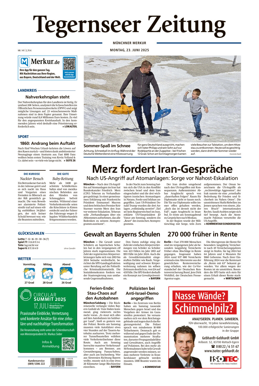 Tegernseer Zeitung vom Montag, 23.06.2025