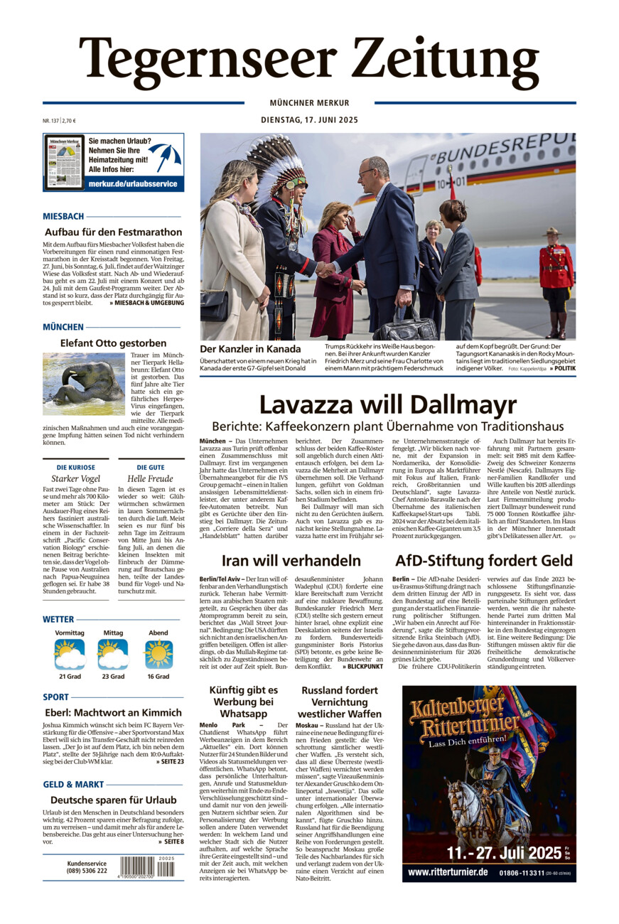 Tegernseer Zeitung vom Dienstag, 17.06.2025