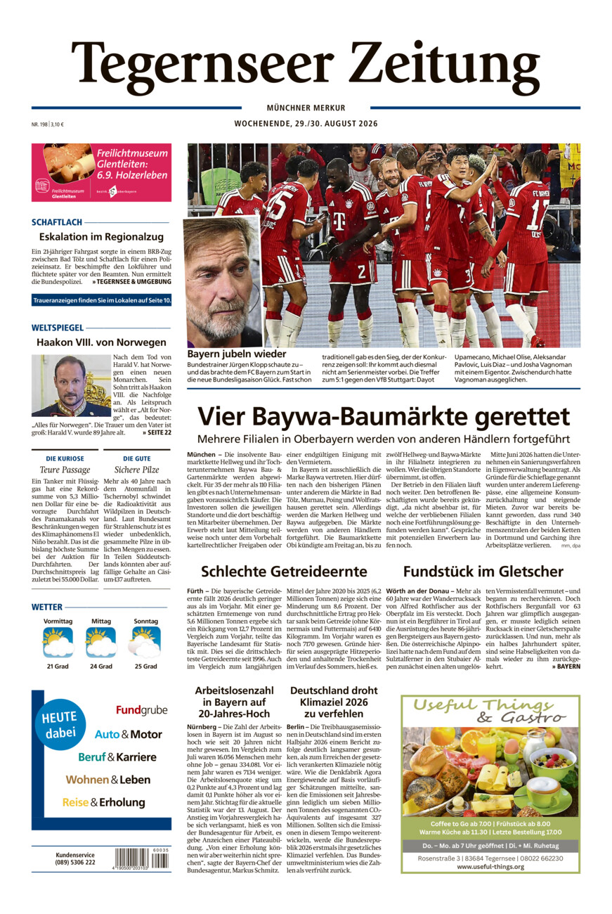 Tegernseer Zeitung vom Samstag, 29.08.2026