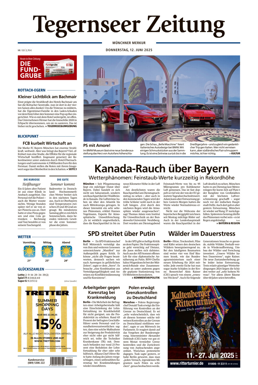 Tegernseer Zeitung vom Donnerstag, 12.06.2025