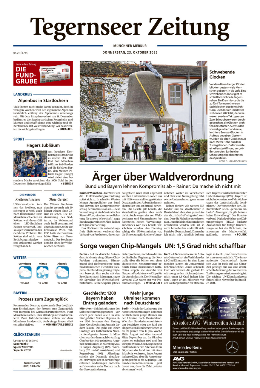 Tegernseer Zeitung vom Donnerstag, 23.10.2025